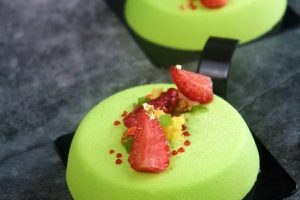 Recette entremets Thé vert fraise framboise photo